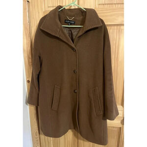 Ellen Tracy Coat Womens Size 14W A-Line Coat Angora Wool Brown Camel Classic